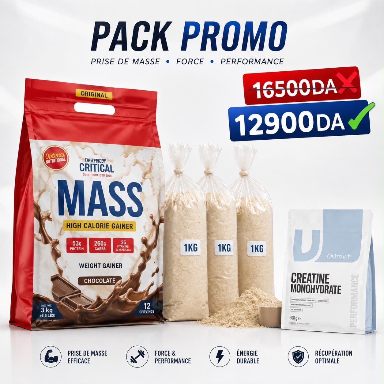 PaC critical mass 3kg + créatine Ostrovit 500g